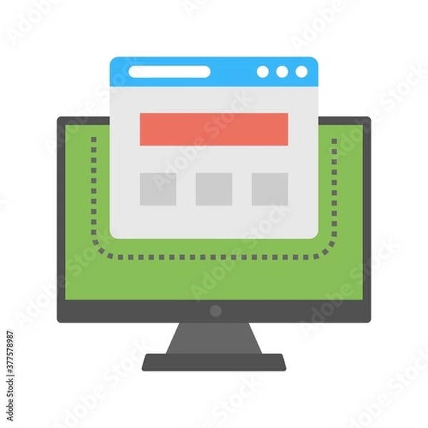 Fototapeta Browser window with website page template. Web page layout wireframe.