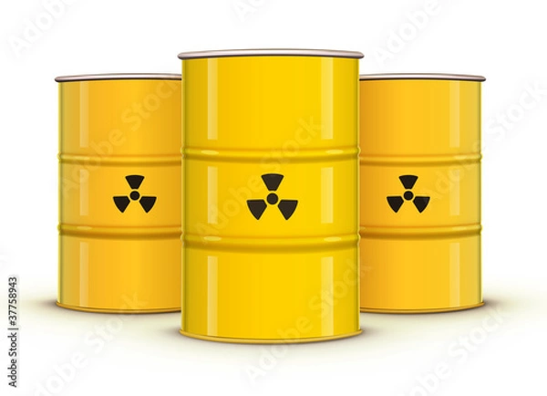 Obraz żółte metalowe beczki