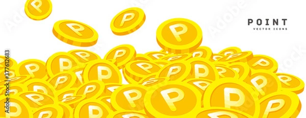 Fototapeta ポイントをモチーフにしたフラットベクターアイコン 沢山のポイントが貯まる