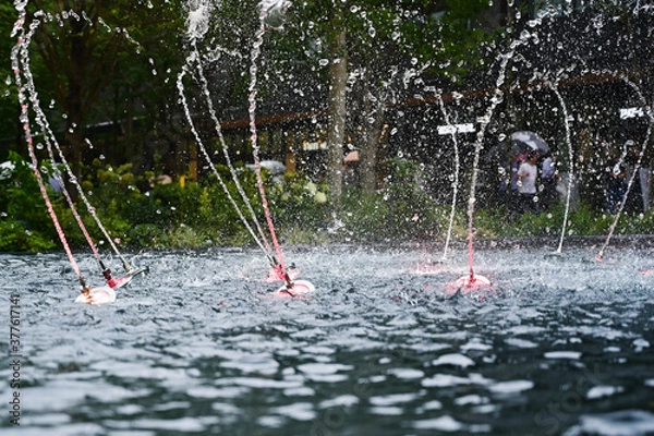 Obraz 水流がリズミカルに動く噴水