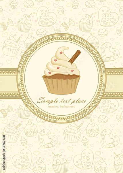 Obraz Vintage frame with cupcake