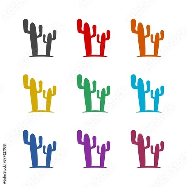 Fototapeta Simple cactus icon, color set