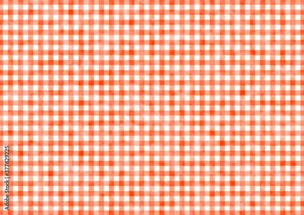 Fototapeta ギンガムチェック チェック柄 背景 テキスタイル 模様 赤　イラスト