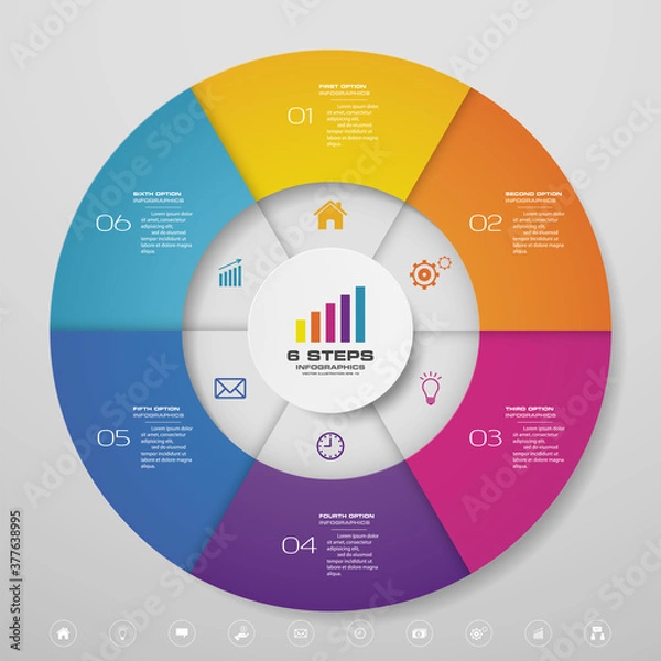 Fototapeta 6 steps cycle chart infographics elements for data presentation. EPS 10.	