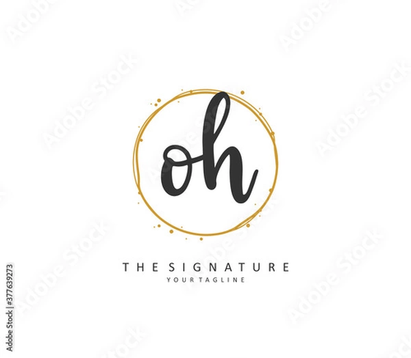 Fototapeta O H OH Initial letter handwriting and signature logo. A concept handwriting initial logo with template element.