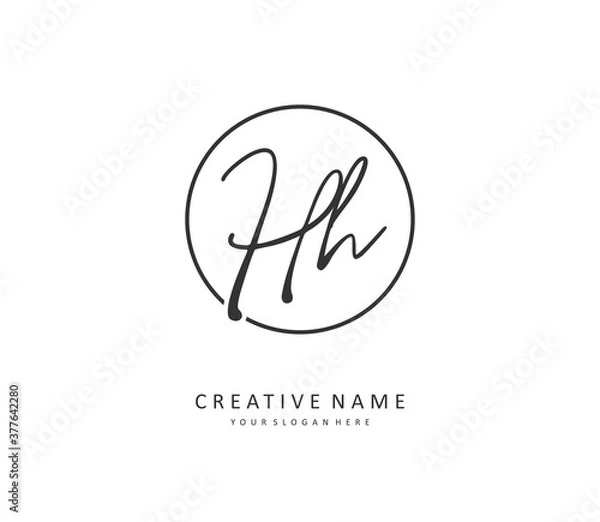 Fototapeta H HH Initial letter handwriting and signature logo. A concept handwriting initial logo with template element.