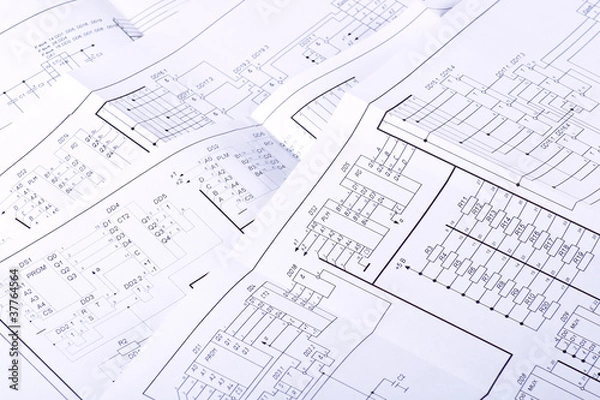 Fototapeta Some drawing of electrical circuits