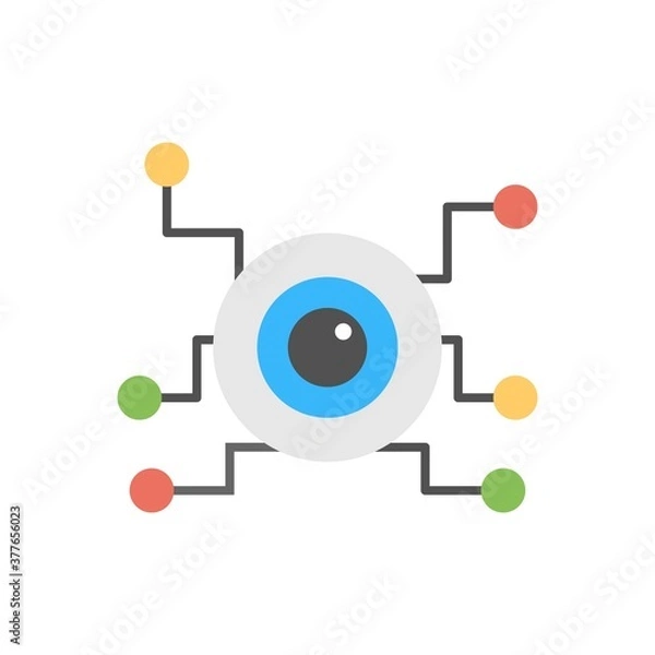 Fototapeta Computer vision concept icon. Eye with digital circuits vector illustration.