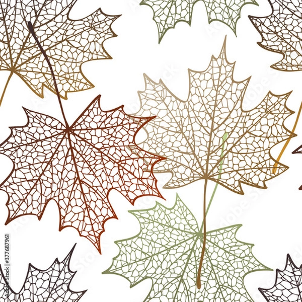 Fototapeta Seamless pattern with maple leaves. Autumn leaves. Vector illustration