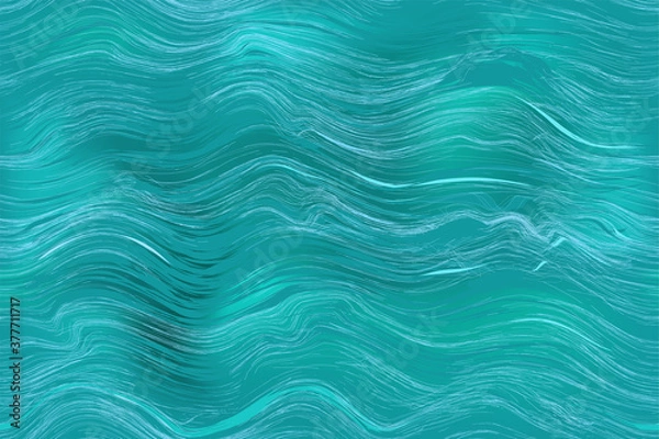Fototapeta Seamless  abstract background with ocean rippled surface in blue, green colors