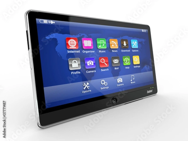 Fototapeta Tablet pc on white background. 3d