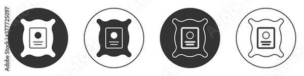 Fototapeta Black Pack full of seeds of a specific plant icon isolated on white background. Circle button. Vector Illustration.