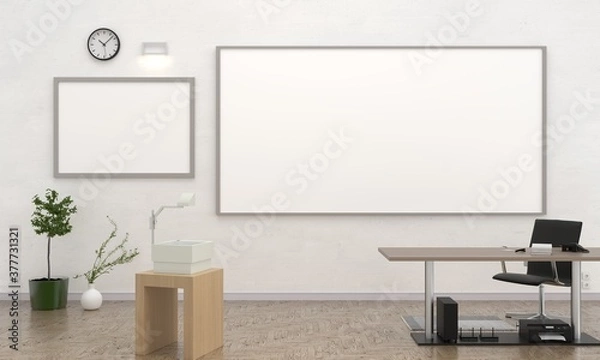 Fototapeta Classroom interior with working space, 3D rendering