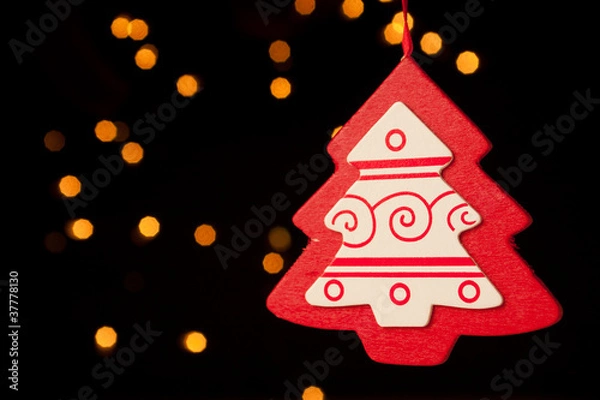 Obraz Red Christmas Tree against Light Bokeh Background