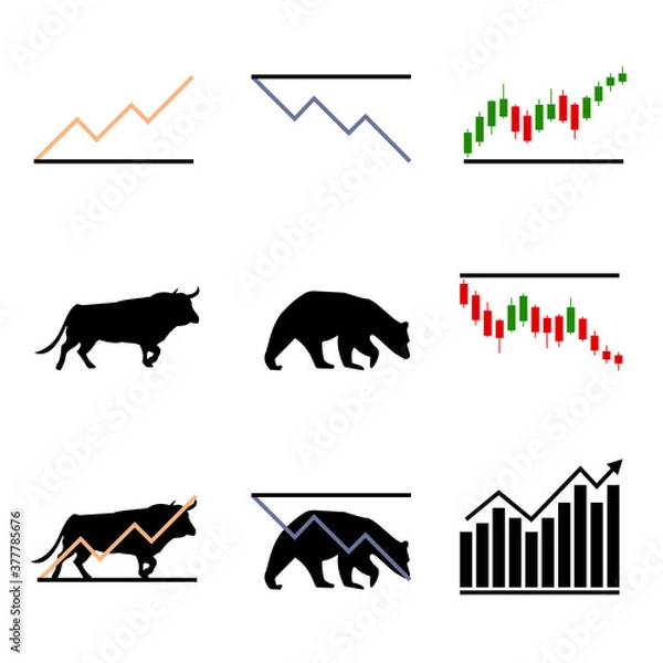Obraz Stock market vector icon set