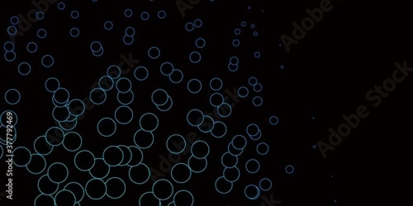 Fototapeta Dark BLUE vector pattern with spheres. Glitter abstract illustration with colorful drops. Pattern for websites.