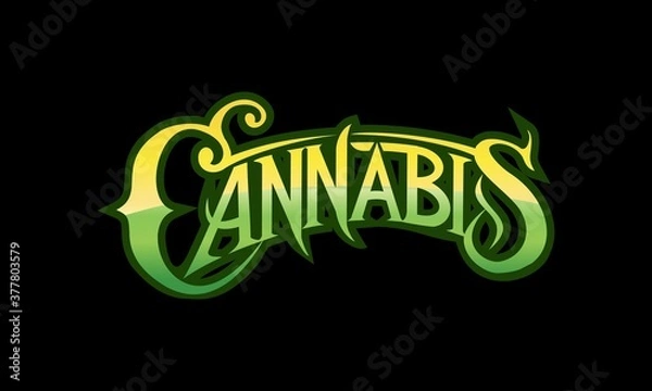 Fototapeta Cannabis Text Fancy Gradient Color Typography Vector