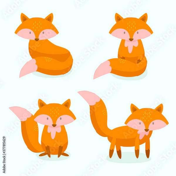 Obraz fox hand drawn collection flat design (7)