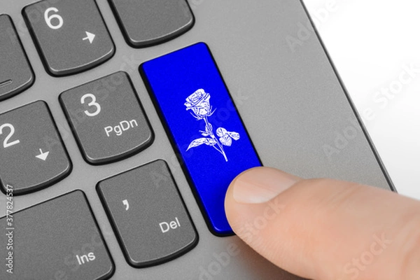 Fototapeta Computer keyboard with flower key