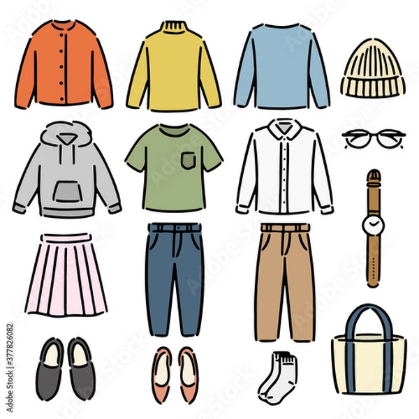 Obraz 洋服 ファッション イラスト セット