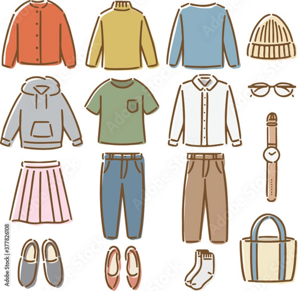 Obraz 洋服 ファッション イラスト セット