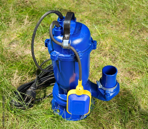 Obraz Fecal, submersible, drainage pump in blue.