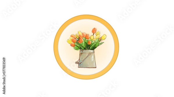 Obraz Сard with tulips for congratulations