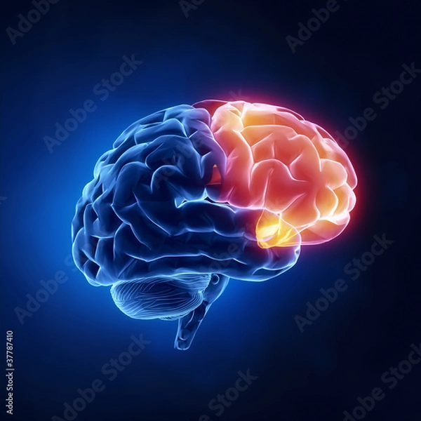 Obraz Frontal lobe - Human brain in x-ray view