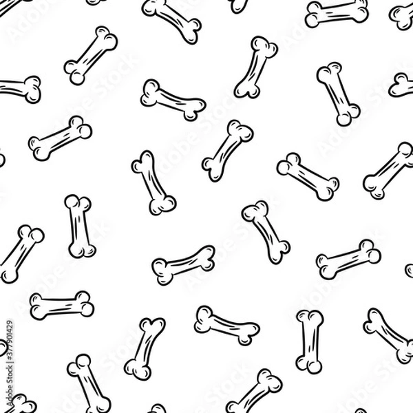Obraz Seamless pattern with  bones. Hand drawn vector illustration on white background.