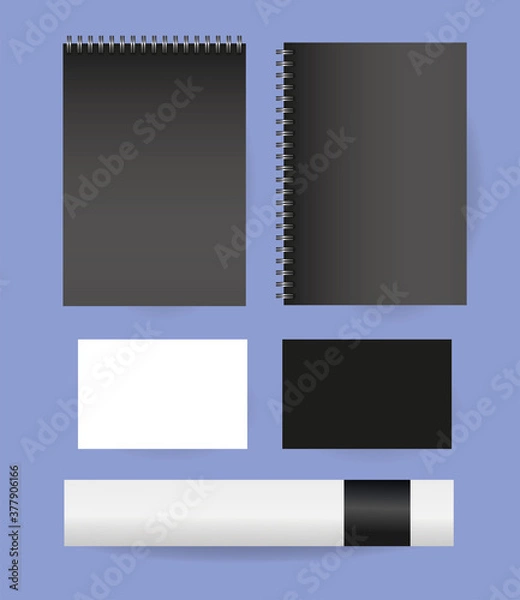 Fototapeta Mockup notebooks and cards vector design