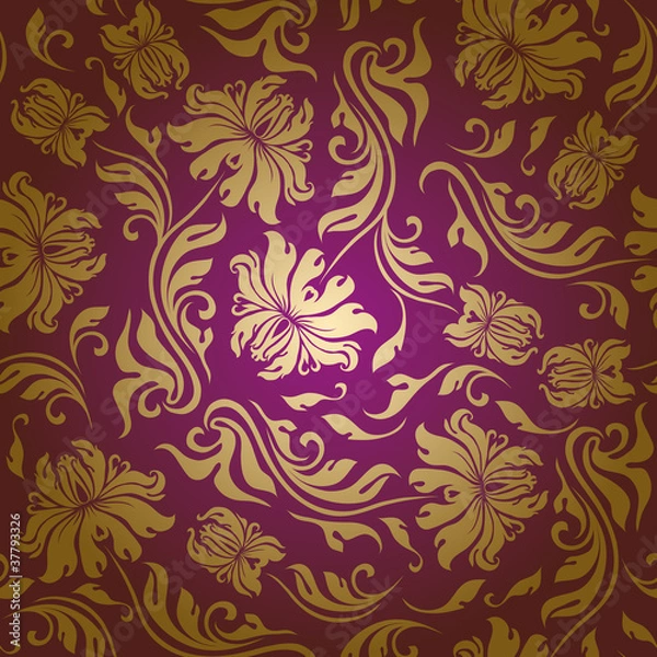 Fototapeta Seamless floral pattern. Flowers on a purple background. EPS 10