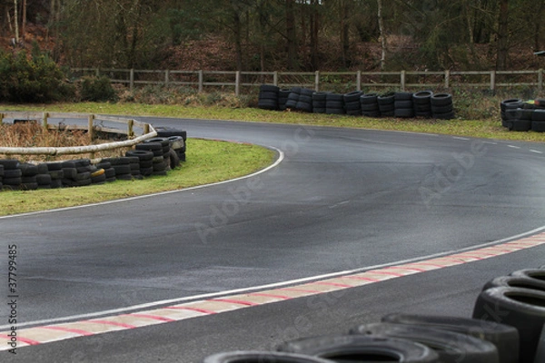 Obraz Motor Racing Track corner with tyre wall
