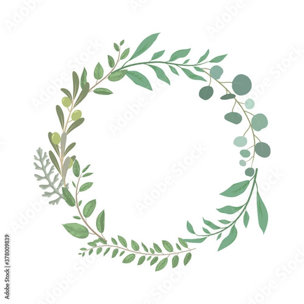 Obraz 葉　植物　新緑　緑　円　フレーム