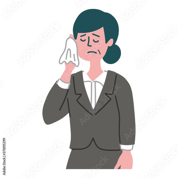 Fototapeta スーツ　女性　士業　悩んでいる　冷や汗
