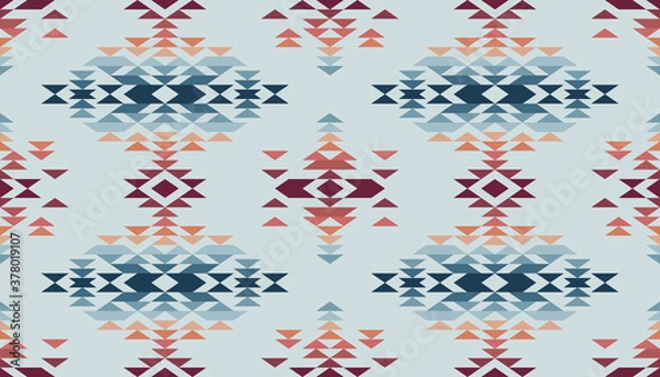 Obraz Tribal ethnic multicolored geometric triangle pattern seamless vector abstract background 