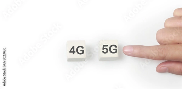 Fototapeta Concept creative idea and innovation. cube block in hand