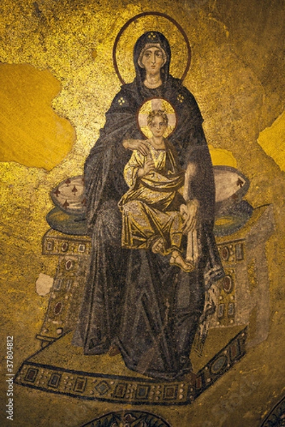 Fototapeta Mozaika Cesarzowej Zoe. Chrystus Pantokrator, cesarz Konstantyn,