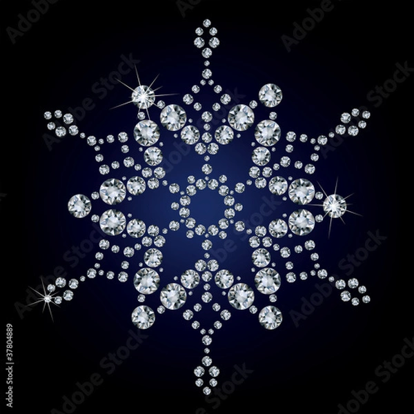 Obraz Snowflake made from diamonds. vector illustration