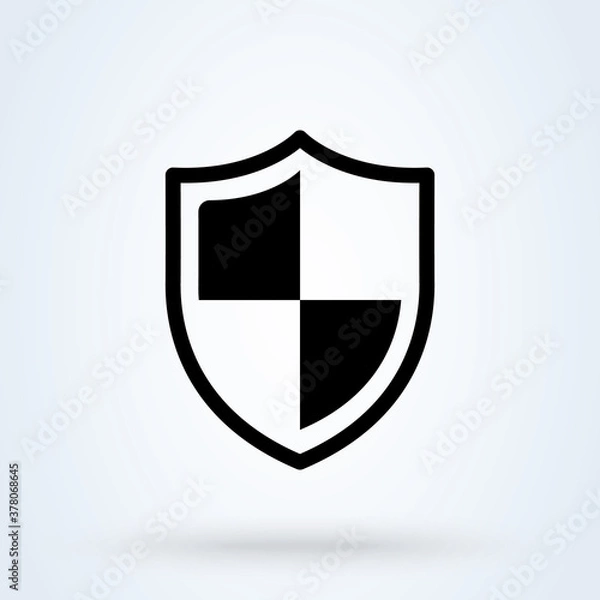 Obraz Cyber security and data protection sign icon or logo line. Safety system concept. Virus protection or Guard badge outline vector illustration.