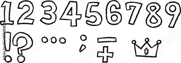 Obraz 数字のモノクロ手描きイラスト