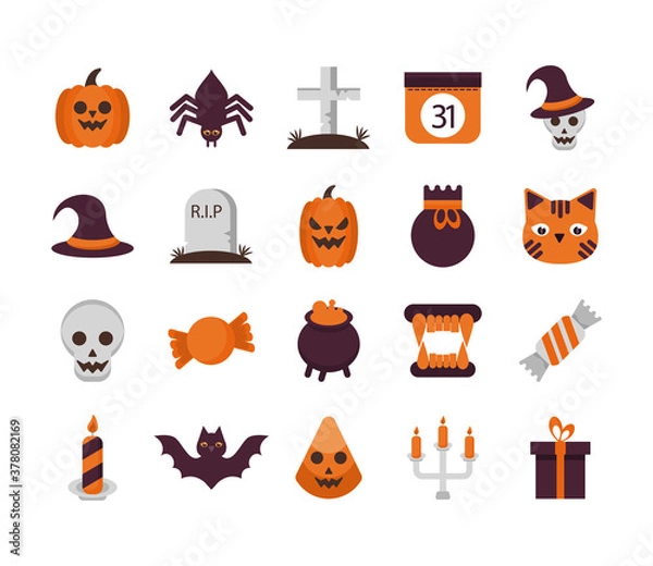 Fototapeta bundle of twenty halloween set collection icons