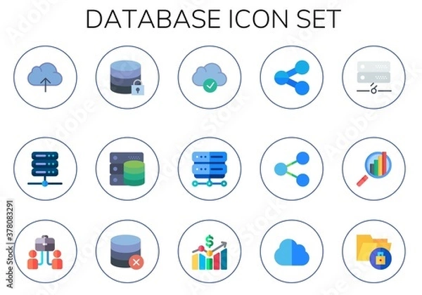 Fototapeta Modern Simple Set of database Vector flat Icons