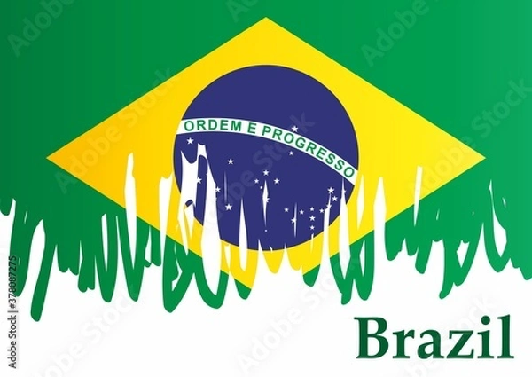 Fototapeta Flag of Brazil, Federative Republic of Brazil. template for award design, an official document with the flag of Brazil and other uses. Bright, colorful vector illustration