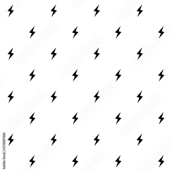 Obraz Vector seamless pattern. Texture with lightning. Repeating abstract background with lightning on white back.