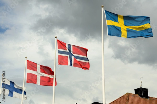 Fototapeta Scandinavian flags