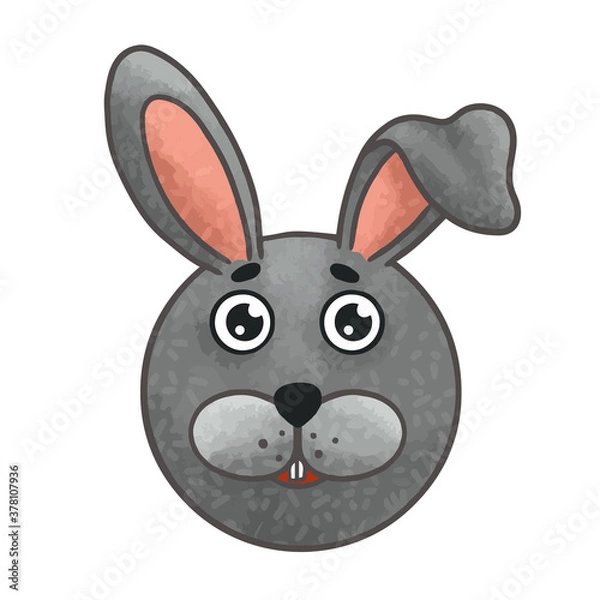 Fototapeta Cartoon hare gray muzzle children's illustration vector
