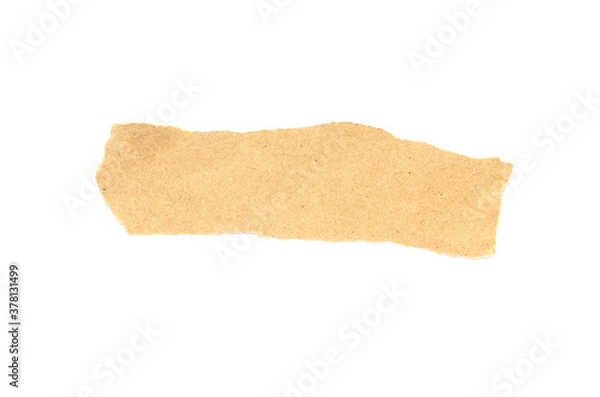 Fototapeta Recycled paper craft stick on a white background. Brown paper torn or ripped pieces of paper isolated on white background.