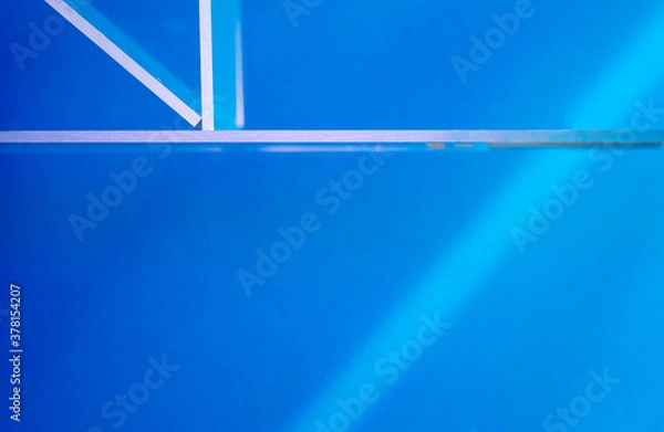 Obraz blue background with white lines with geometrical minimalism