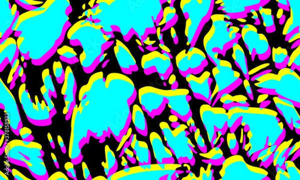 Fototapeta Seamless pattern with cow felt print on white backgound. Splash effect of paint, crackle, cracked paint. Stock illustration for web, print, background, wallpaper, textile, wrapping paper, scripbooking