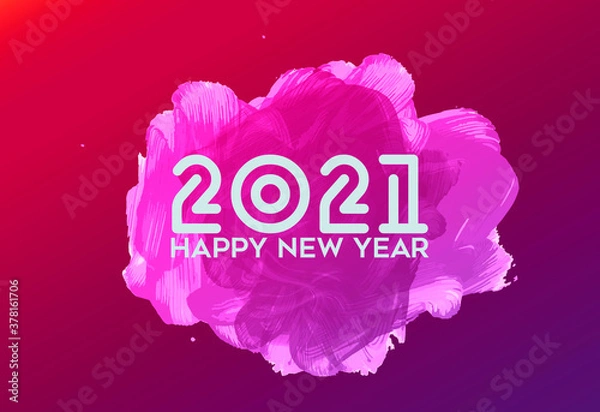 Fototapeta Happy new year 2021 with mixed colourful watermark, colourful background, Premium Vector illustration